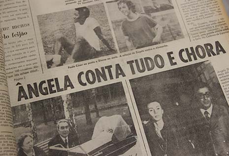 Abaixo da manchete à direita, Ângela com o tio e advogado Maurício Aleixo. Reprodução Diário da Tarde